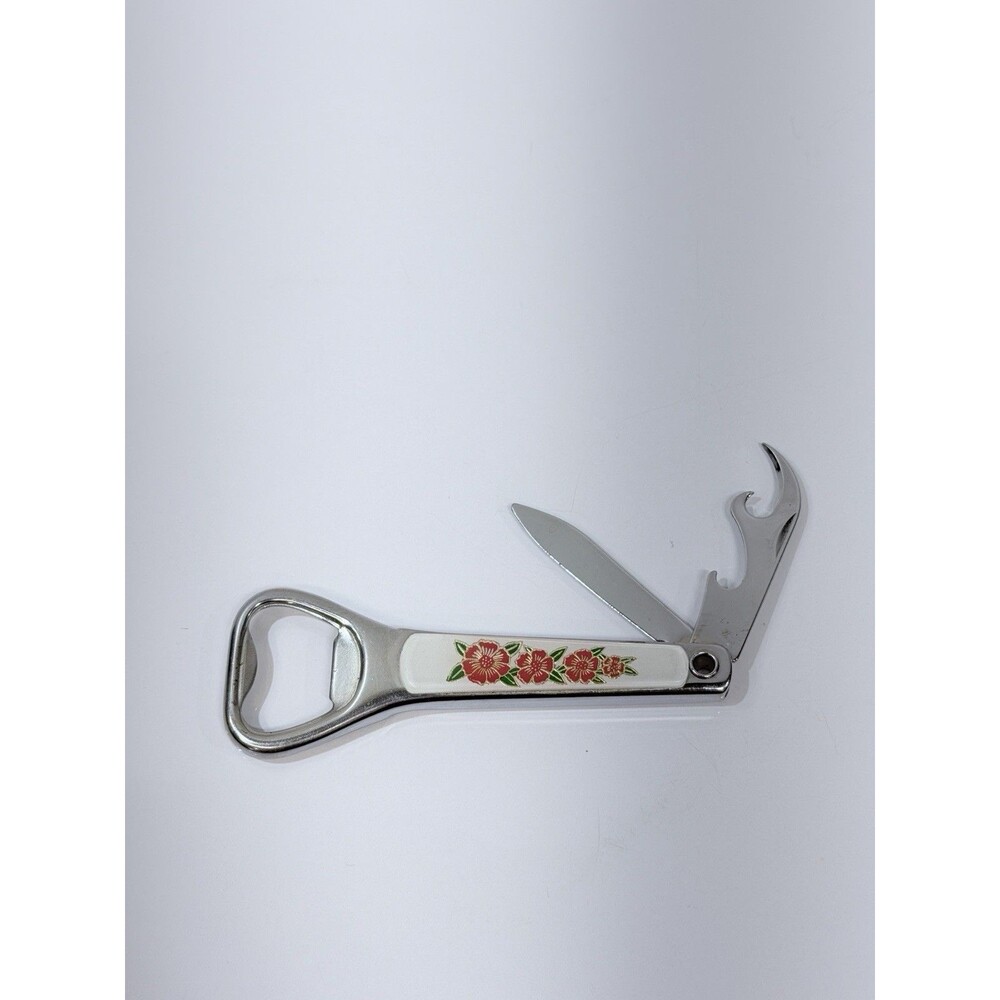 Vintage Bell Poppies Rock Roses Bottle Opener Knife Combo